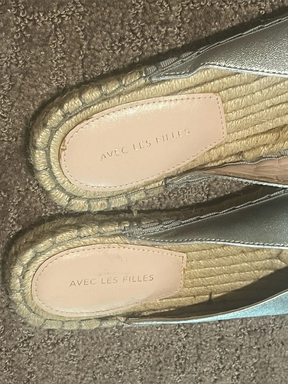 Silver metallic espadrille flats -Avec Les filles size 7 and 1/2 medium